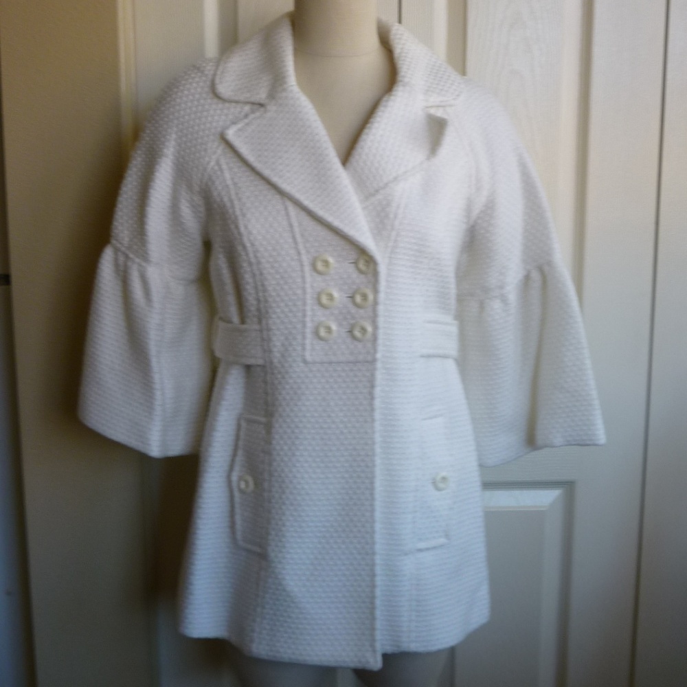 AB Studio Bell Sleeves, White Dress Coat